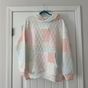 Sun-kissed Coconut Pastels Floral Quilted Hoodie